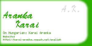 aranka karai business card